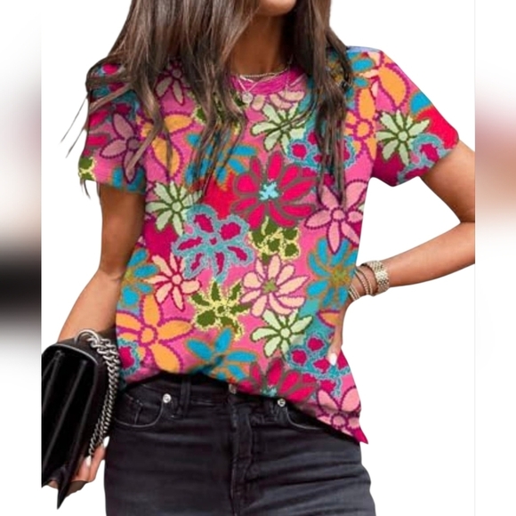 Tops - Floral Multicolor Women's Top Size L